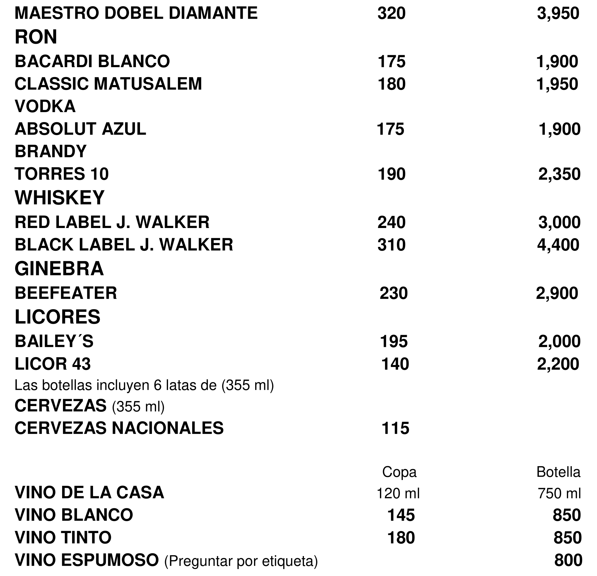 Bebidas